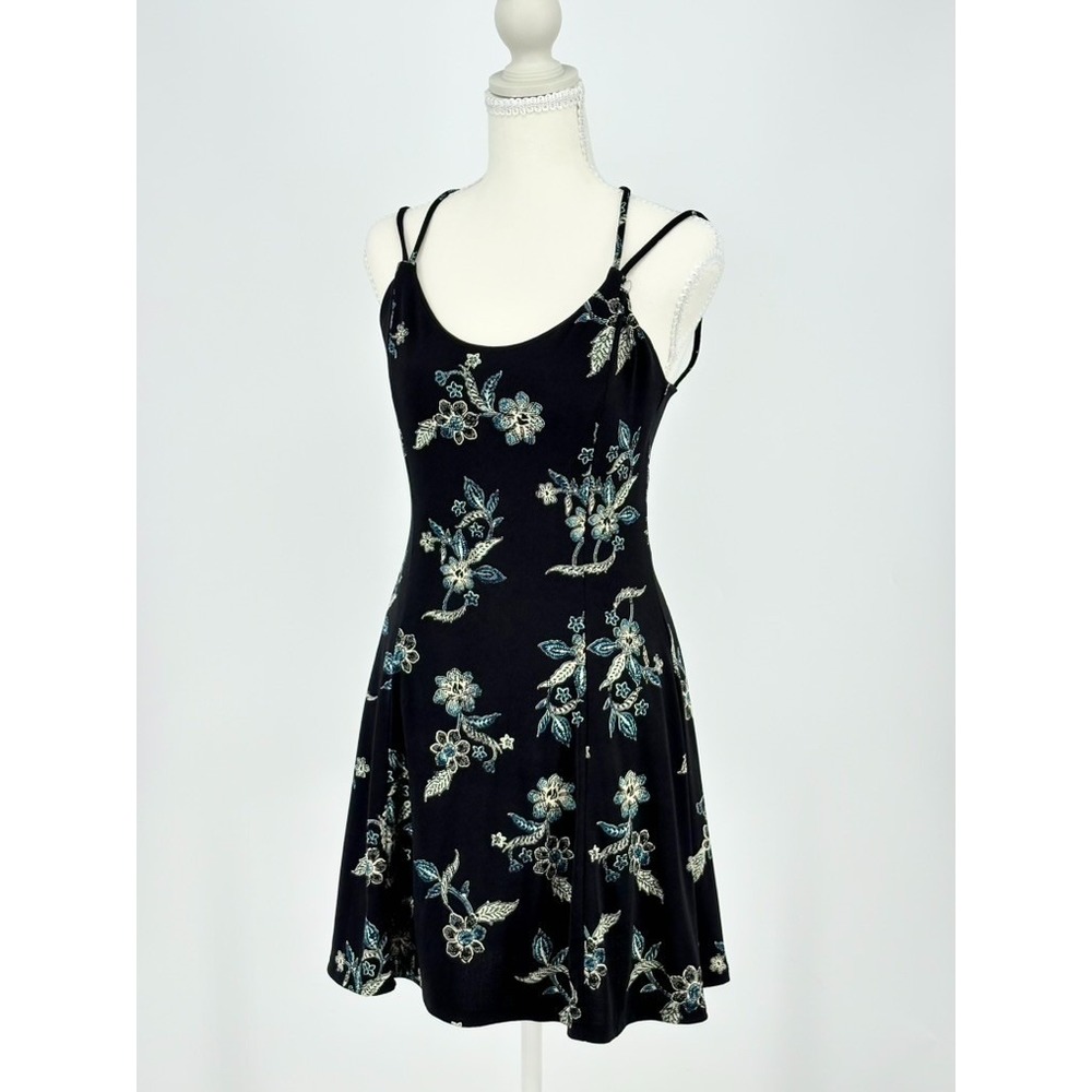 Y2K Fairy‎ Grunge Criss Cross Back Skater Dress Aeropostale M Black & Blue
